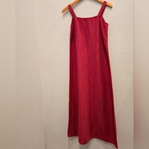 Eileen Fisher Rich Red Long Maxi Dress, Size XS, Linen, and Silk
